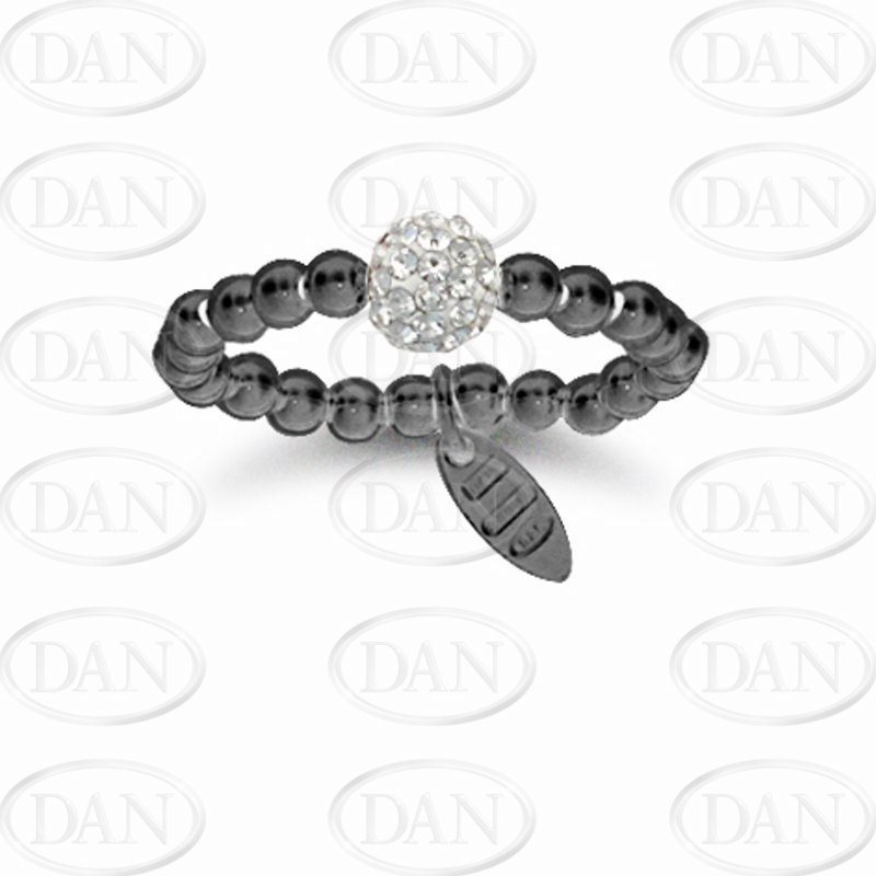 Black Silver Crystal Ball Ring
