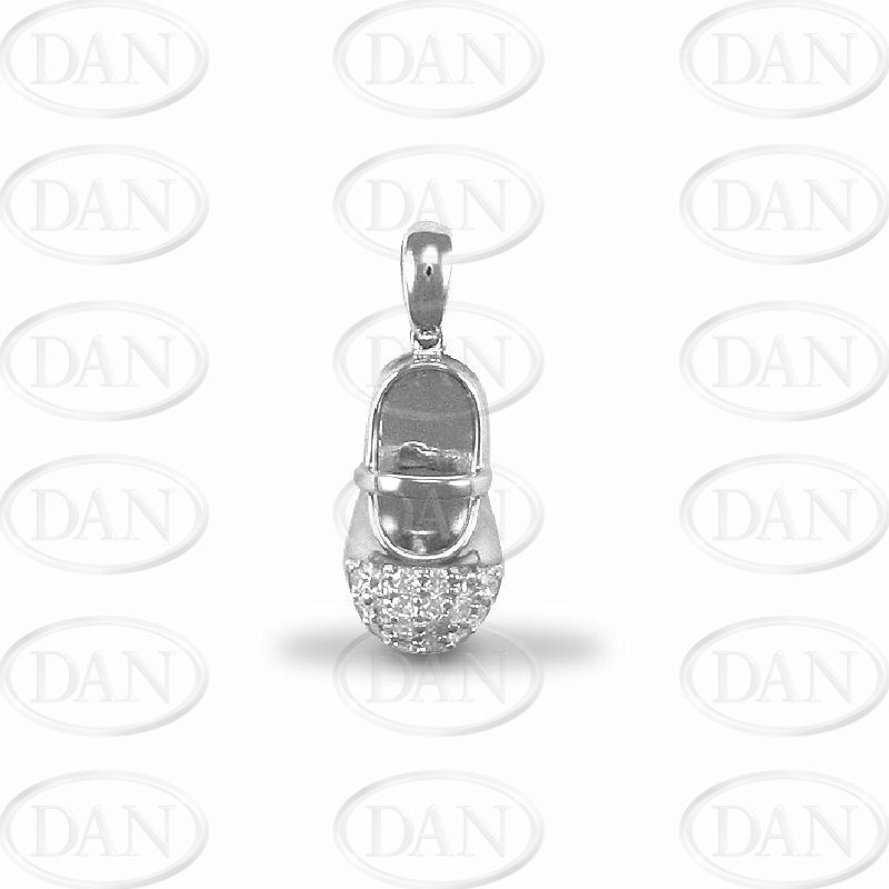 Sterling Silver CZ Baby Shoe Pendant