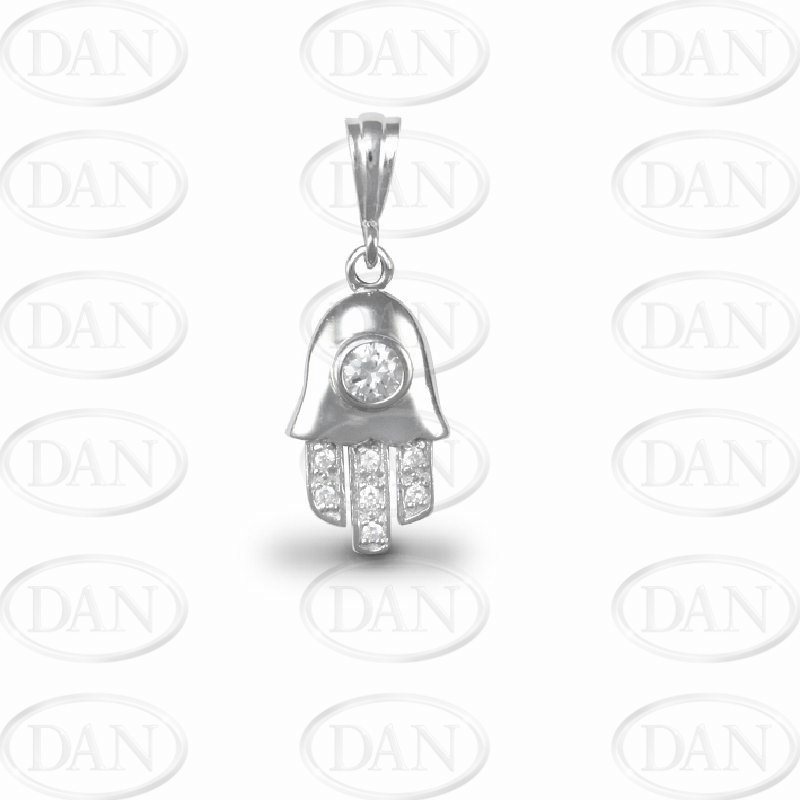 Sterling Silver CZ Hamsa Pendant