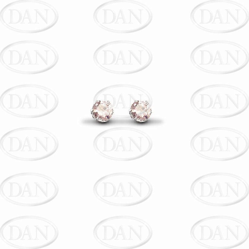 Sterling Silver 5mm Pink CZ Round Stud Earrings