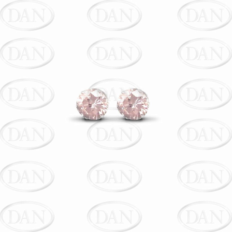8mm Pink Studs Earrings Silver