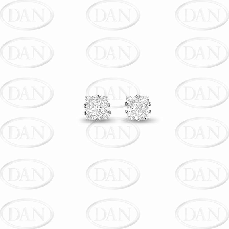 6mm Cz Princess Studs Silver
