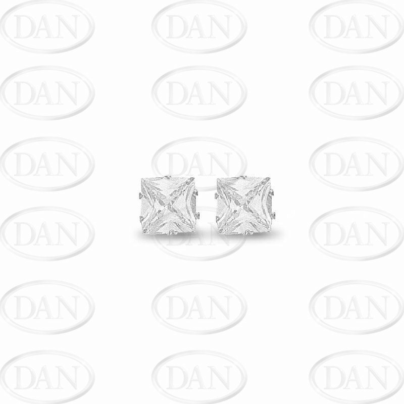 8mm Cz Princess Studs Silver