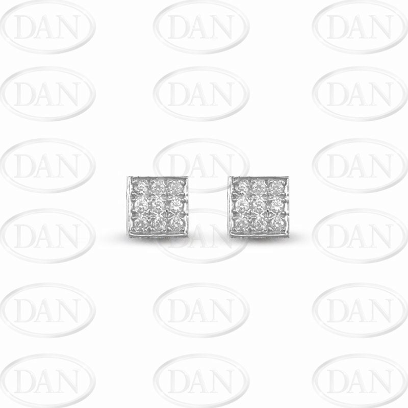 Silver Medium Square Cz Studs