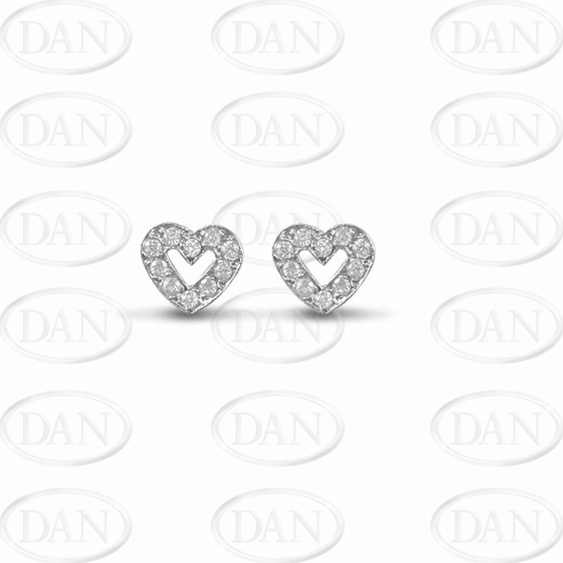 Silver Open Heart Cz Studs