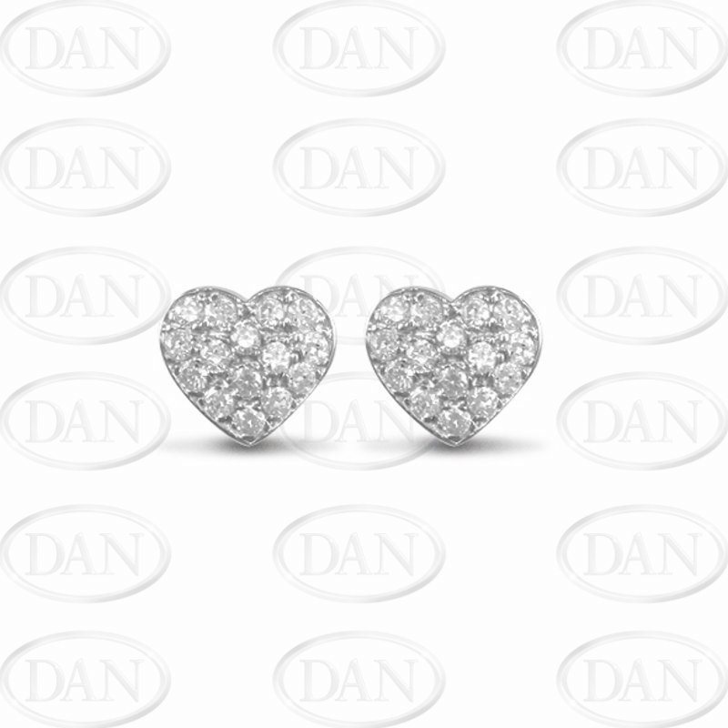 Medium Cz Silver Heart Studs