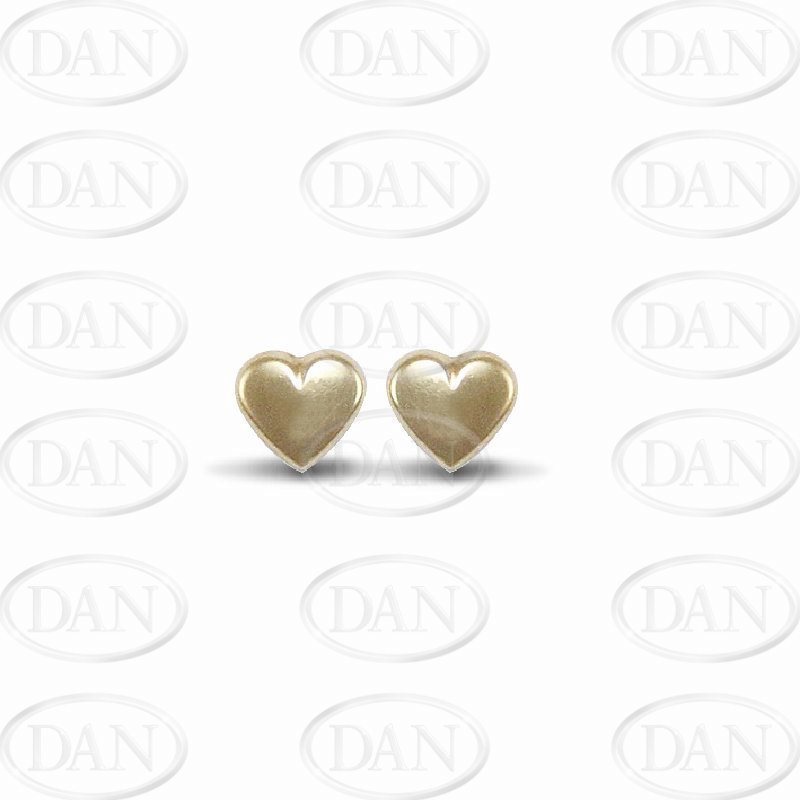 9ct Yellow Gold Heart Stud Earrings
